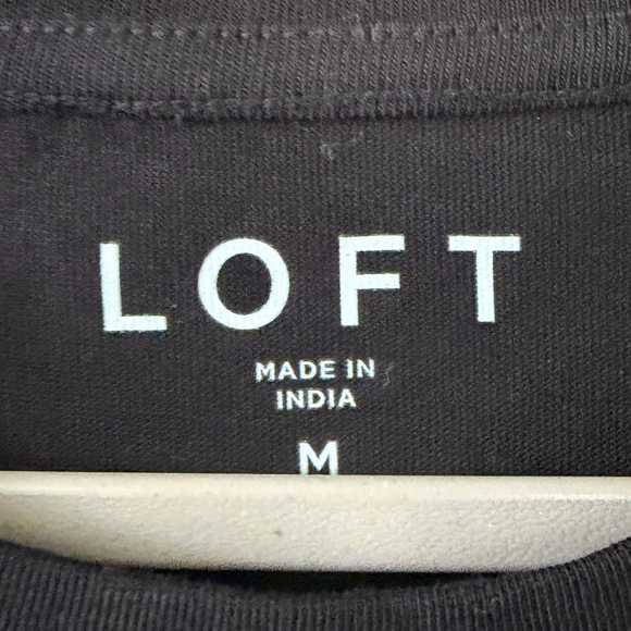 LOFT Black Lace-Hem Boxy cropped Top-NWOT-100% cotton. Perfect condition. Sz med - Picture 4 of 5